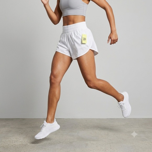 all in motion Pants - All in Motion Shorts Womens Medium White Run Mid Rise Smocked Waist 3" Inseam